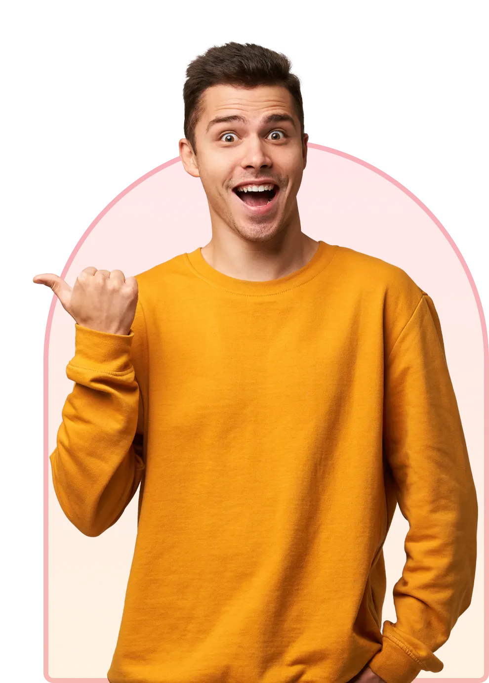 Happy man pointing