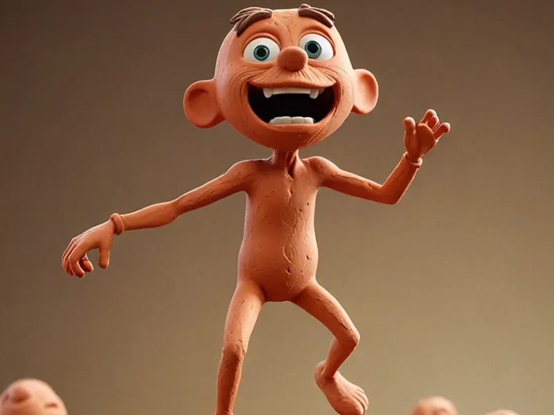 A 3D character in a stretched pose
