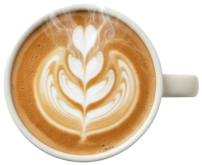 Creamy caramel latte with milk foam