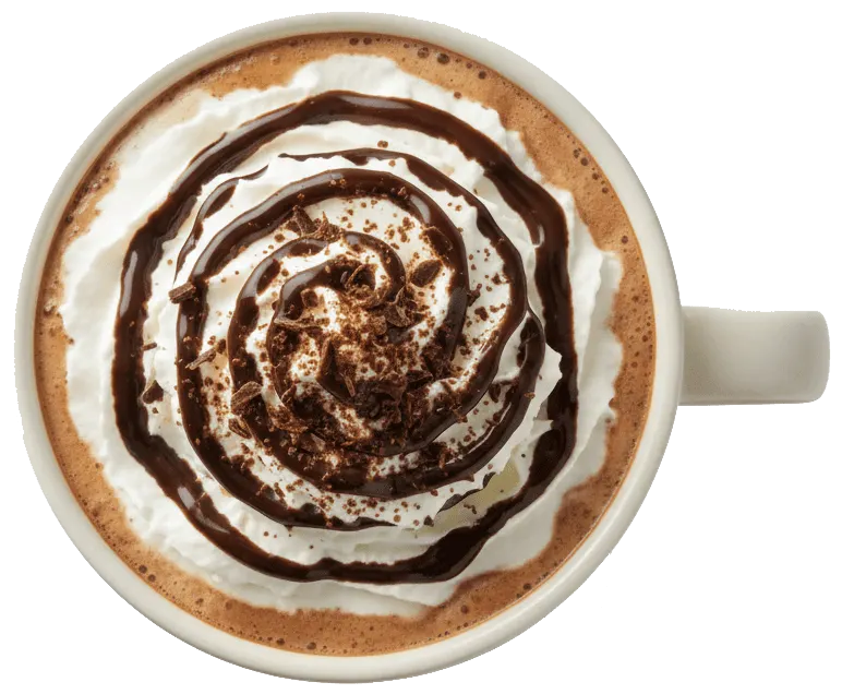 Cold mocha coffee with chocolate and whipped cream
