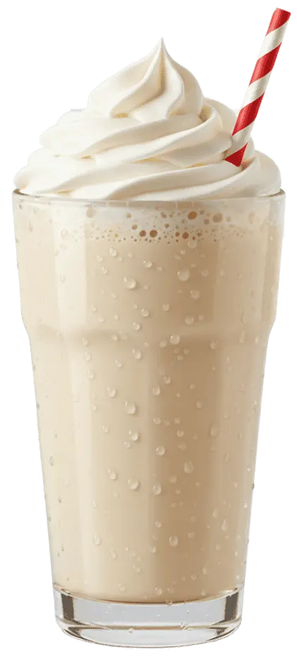 Creamy vanilla milkshake with whipped cream