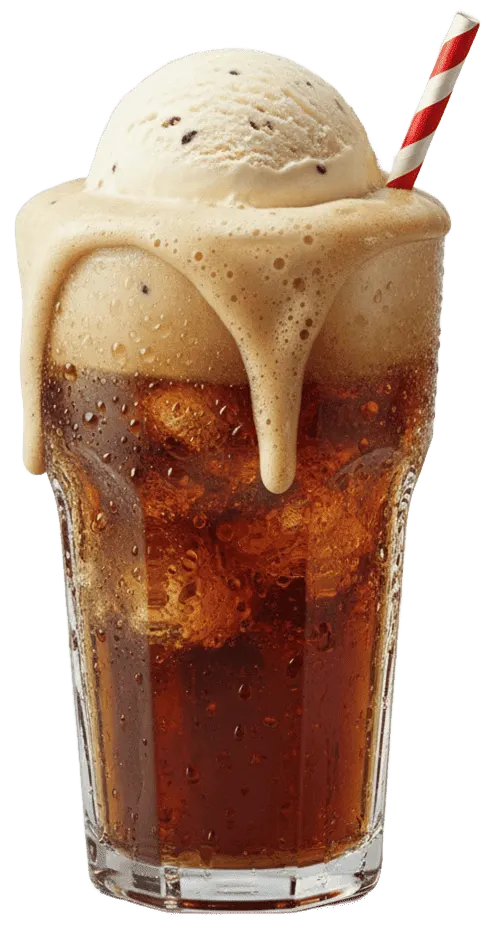 Root beer with vanilla ice cream