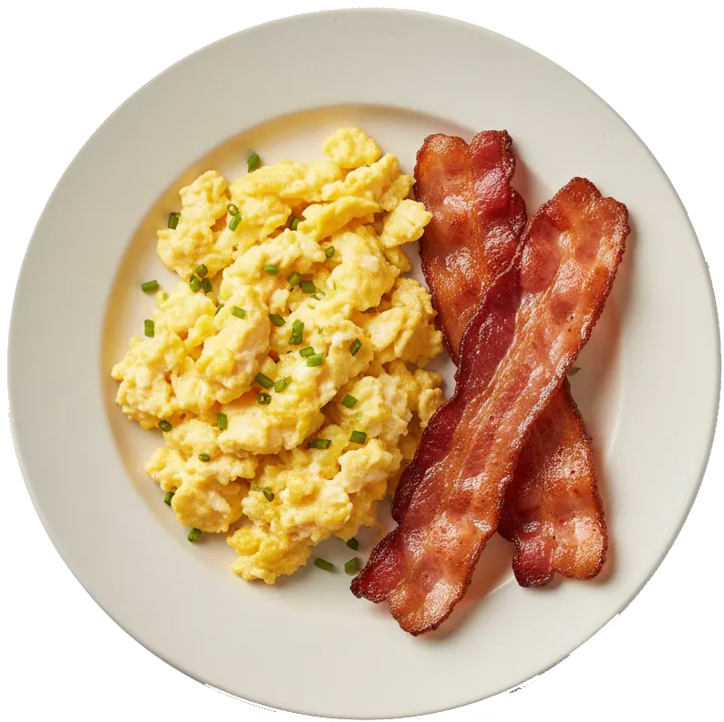 Scrambled eggs with bacon