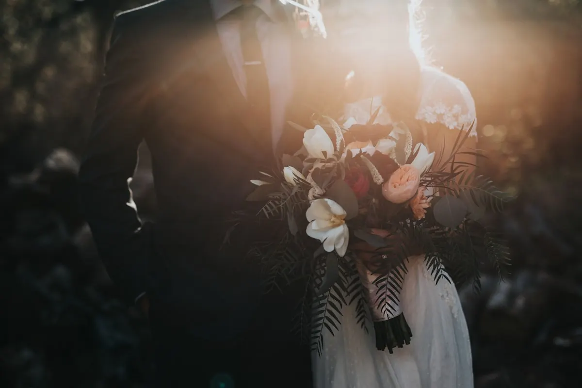 Wedding ceremony kiss