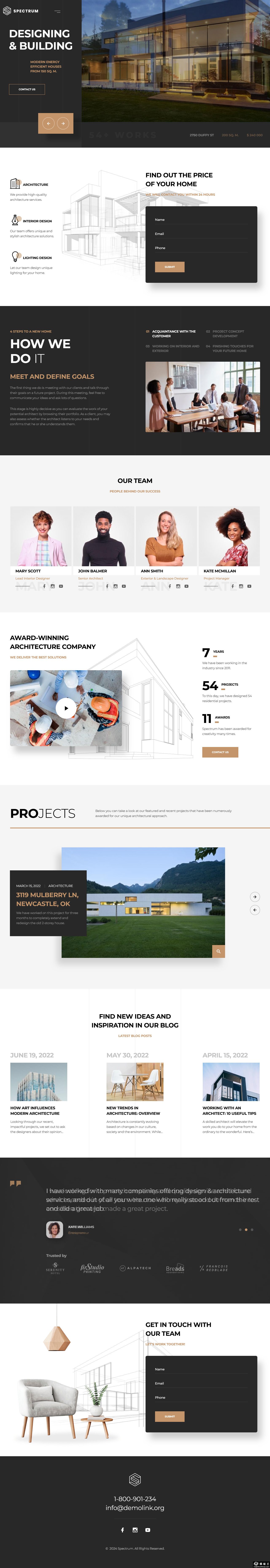 现代建筑与设计展示单页模板-PC预览