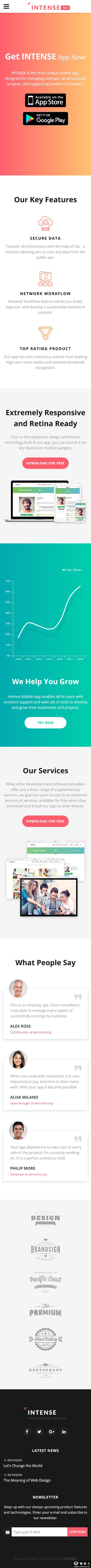 高效项目管理神器APP网页模板-手机预览