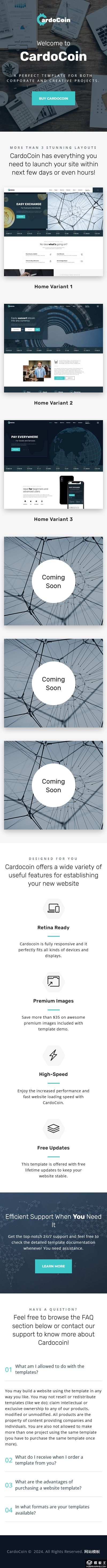 金融货币高效展示网站模板-手机预览