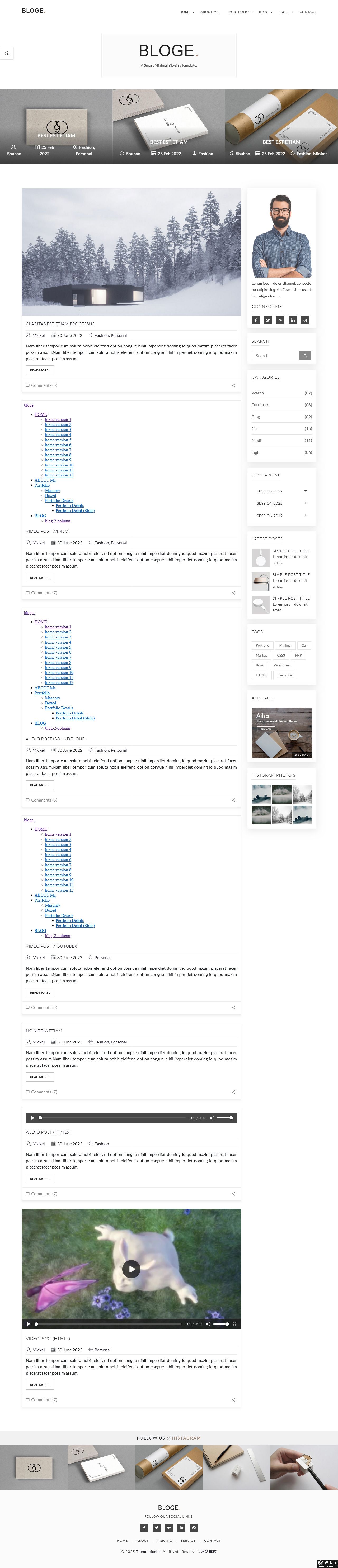 极简个人博客blog网站模板-PC预览
