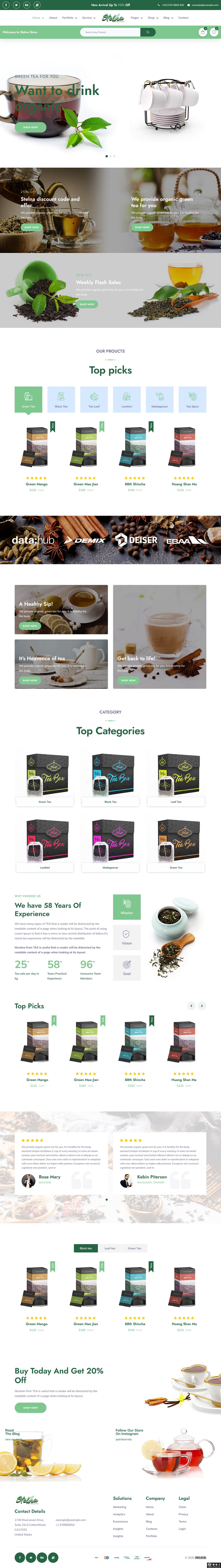 茶饮茶叶品牌电商平台网站模板-PC预览