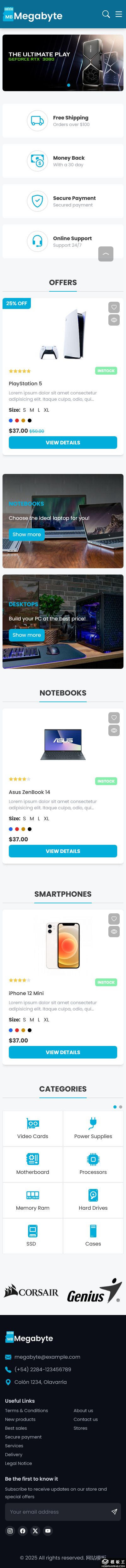电脑数码产品商城网站模板-手机预览