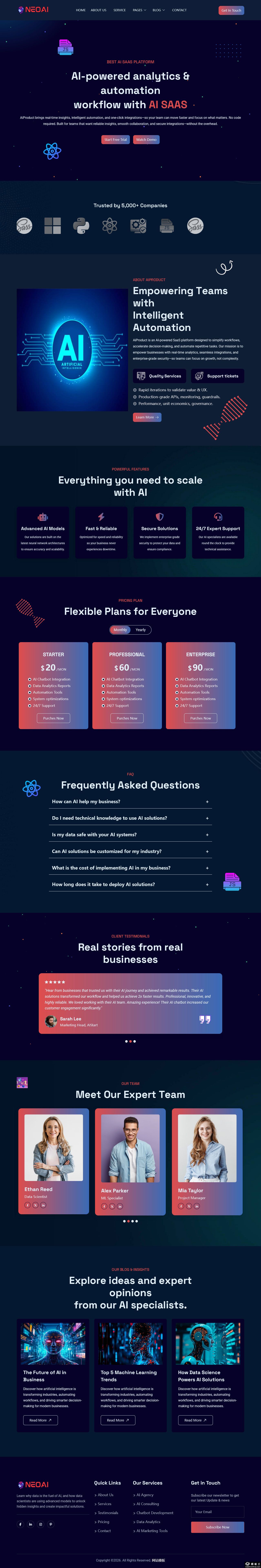 AI-SaaS项目服务网站模板-PC预览