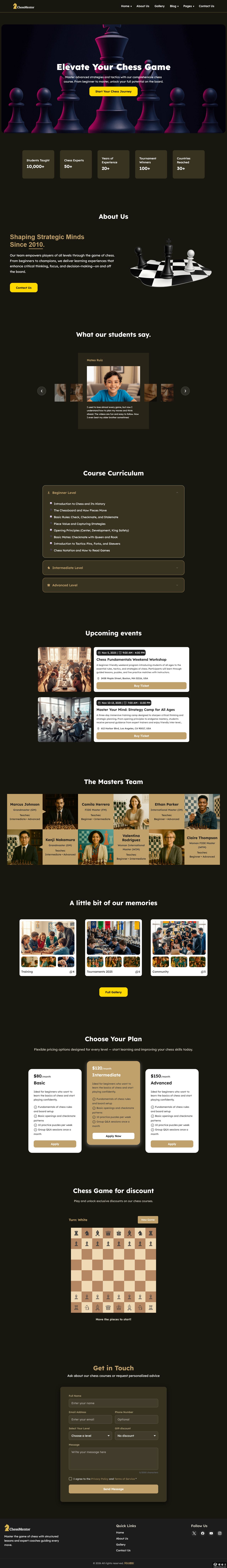 国际象棋教育机构专业网站模板-PC预览