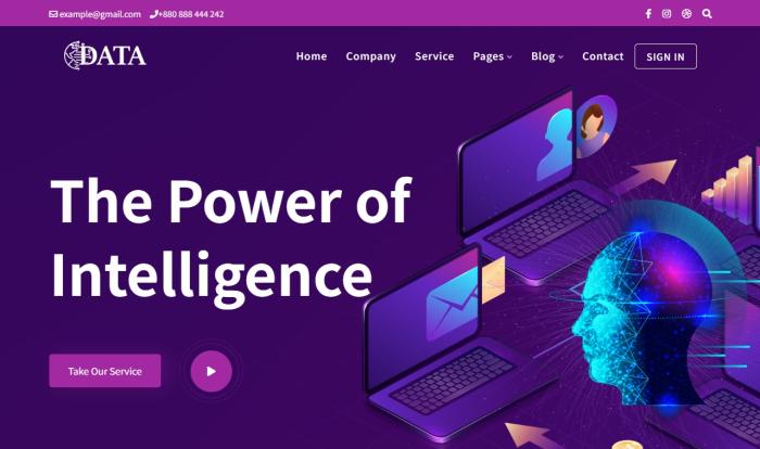 紫色AI网络科技安全服务企业网站模板