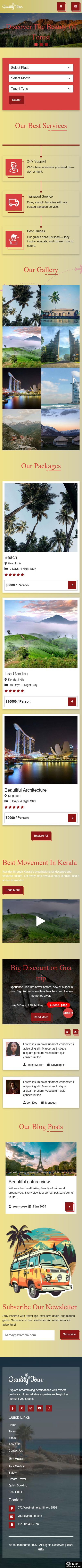 自然与旅行主题的旅游网站模板-手机预览