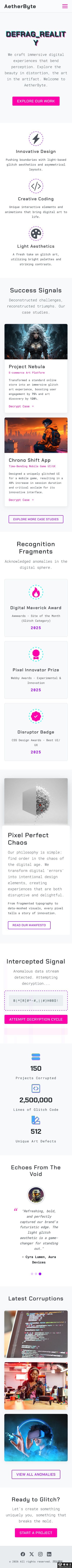 创意数字故障艺术风沉浸式网站模板-手机预览