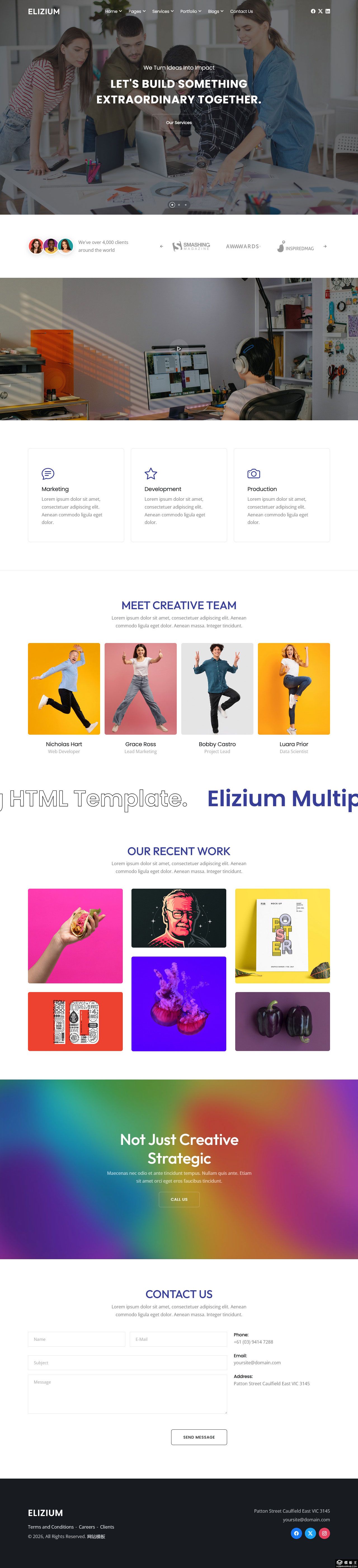 多用途创意商业团队HTML网站模板-PC预览