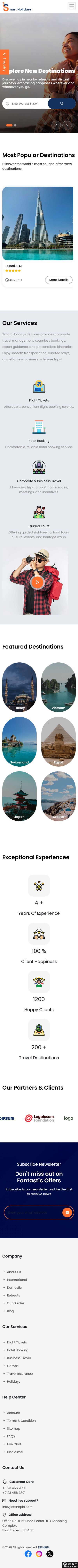 智慧假期旅游服务网站模板-手机预览