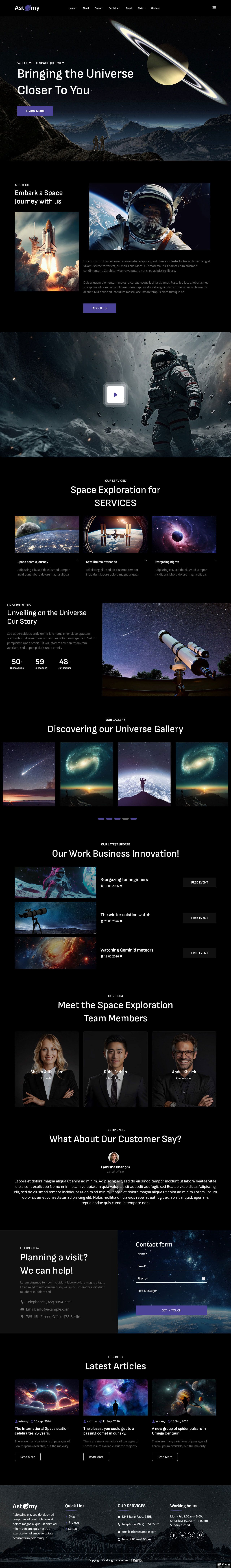 环球宇宙探索网站模板-PC预览