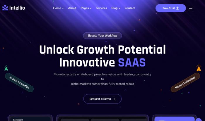 紫黑创新SaaS企业网站模板