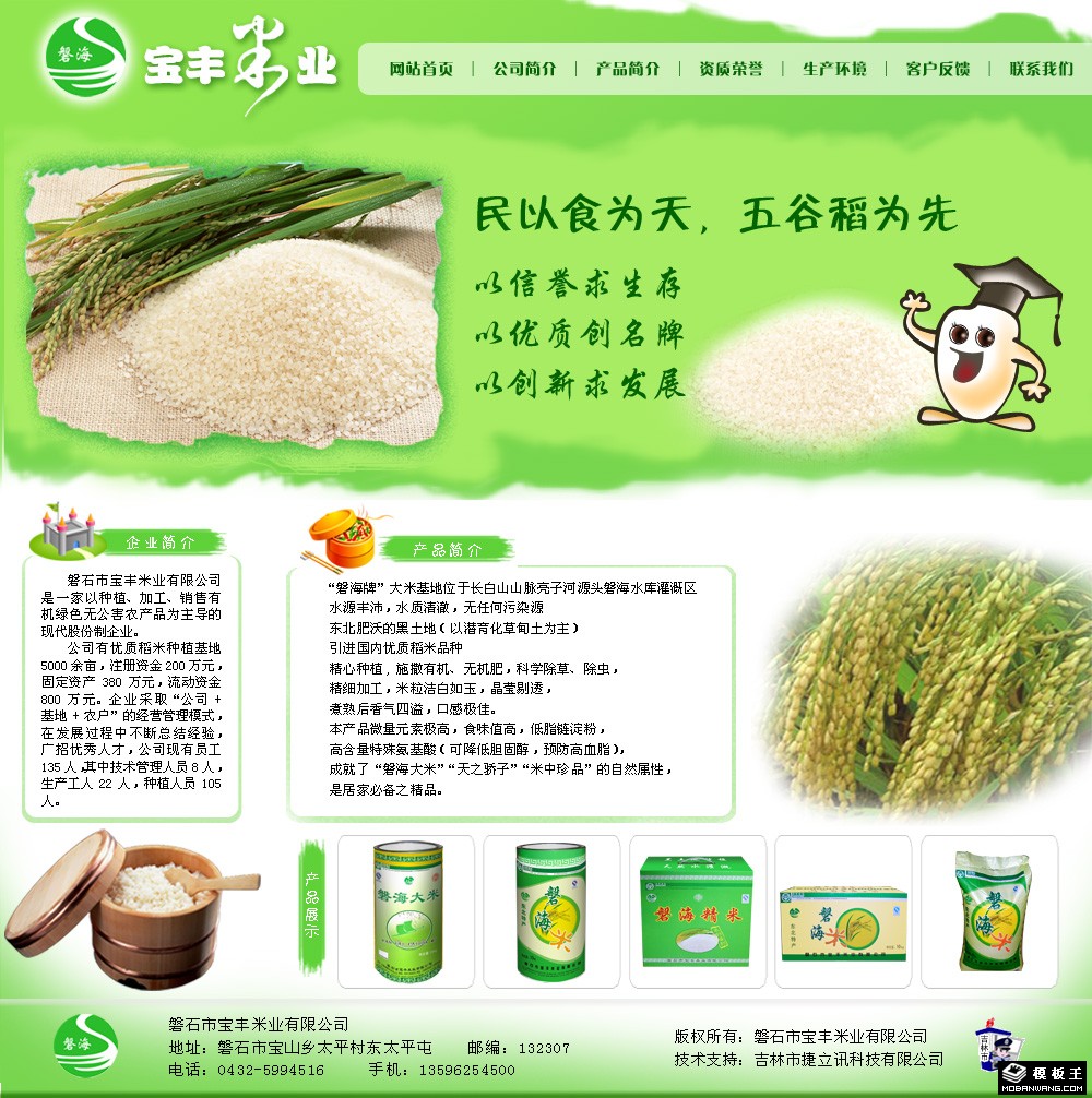天然绿色农业公司网页模板-PC预览