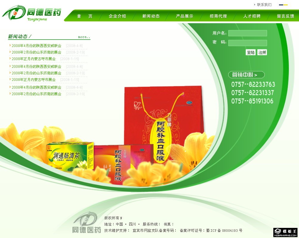 医药保健品企业网页模板-PC预览