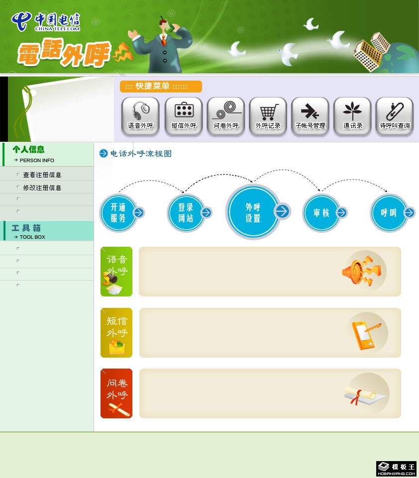电信业务管理网页模板-PC预览