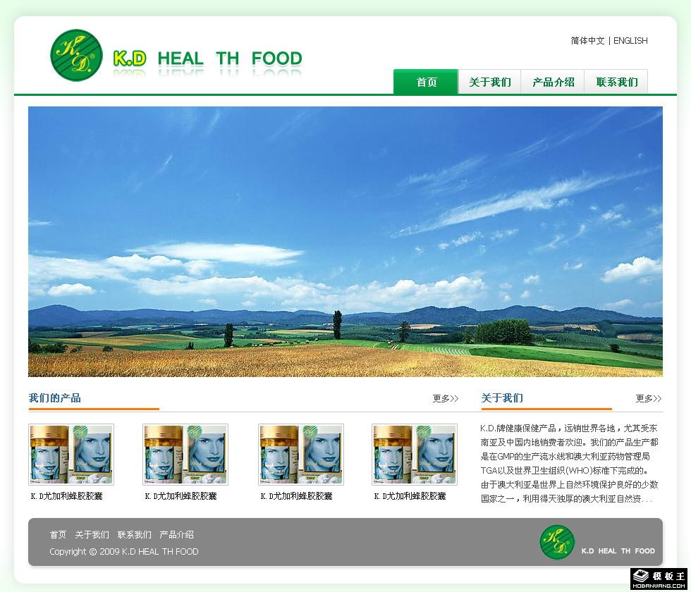健康产品公司网页模板-PC预览