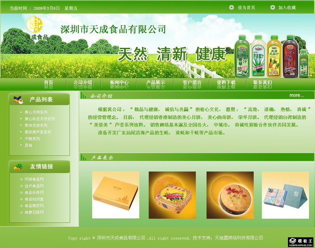 绿色天然食品公司网页模板-PC预览