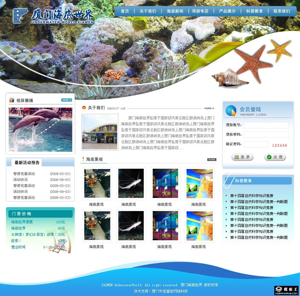 海底世界网页模板-PC预览