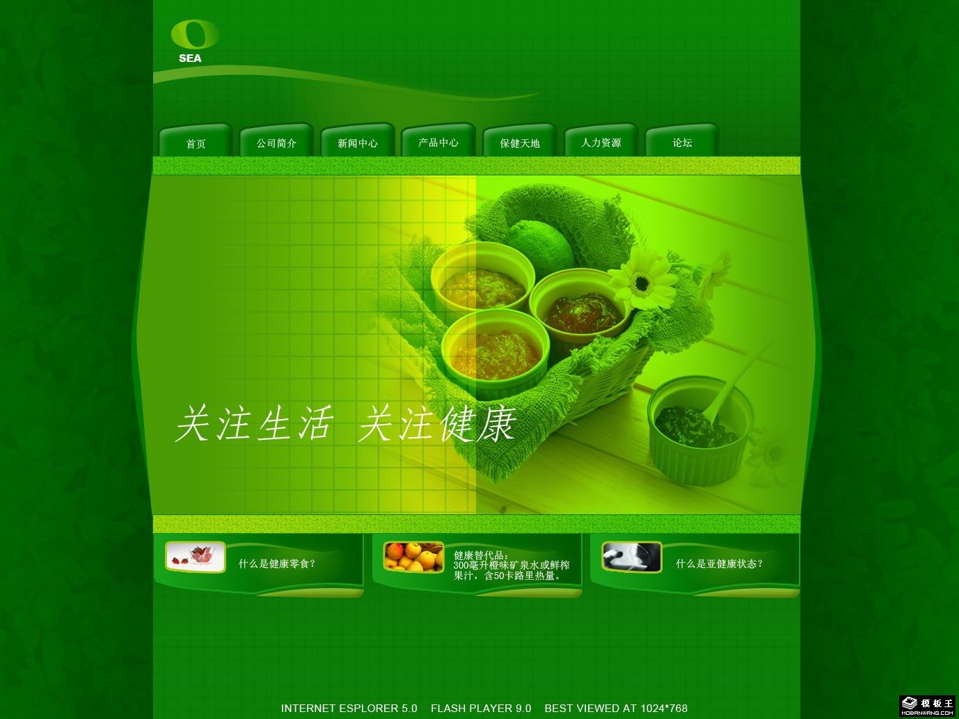 绿色健康饮食企业网页模板-PC预览
