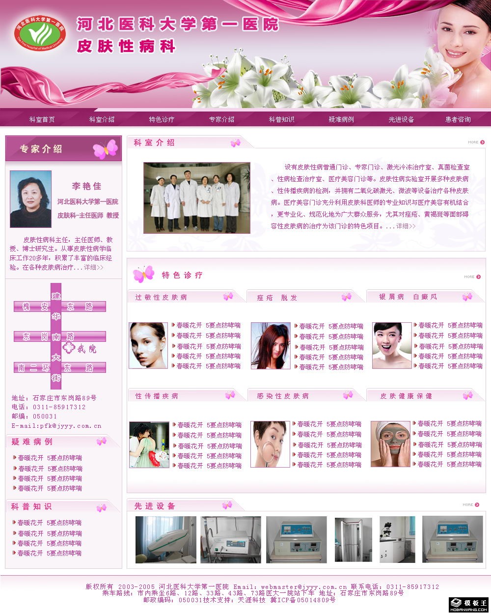 医院皮肤科网页模板-PC预览