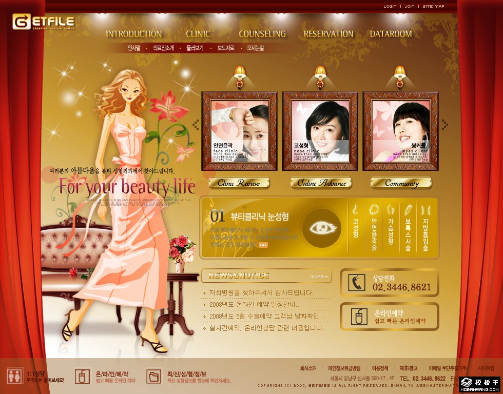 金色整形美容机构网页模板-PC预览