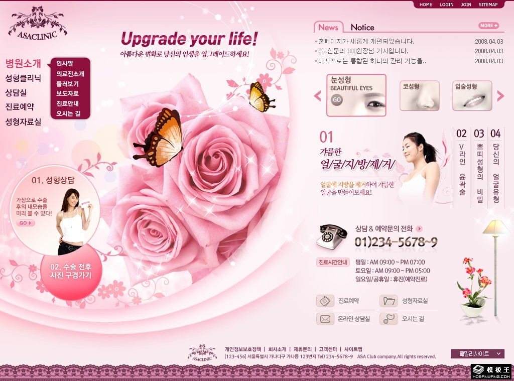 粉红美容美体机构网页模板-PC预览