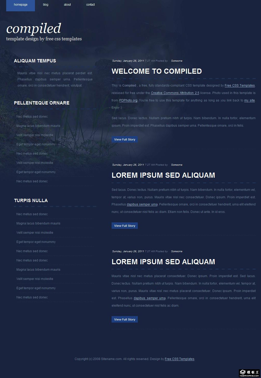 梦幻森林BLOG网页模板-PC预览