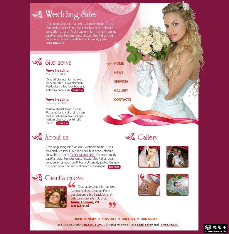 魔幻瞬间流行婚纱网页模板-PC预览