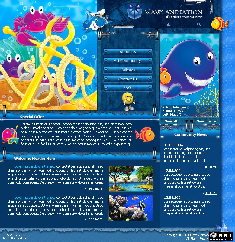 3D卡通制作公司网页模板-PC预览