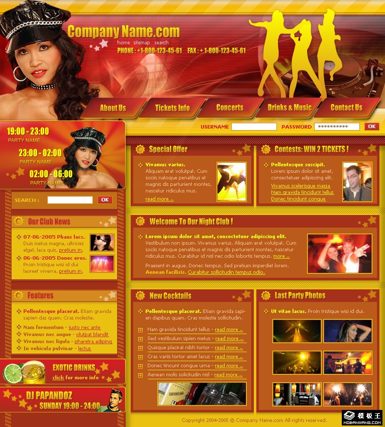午夜电音娱乐网页模板-PC预览