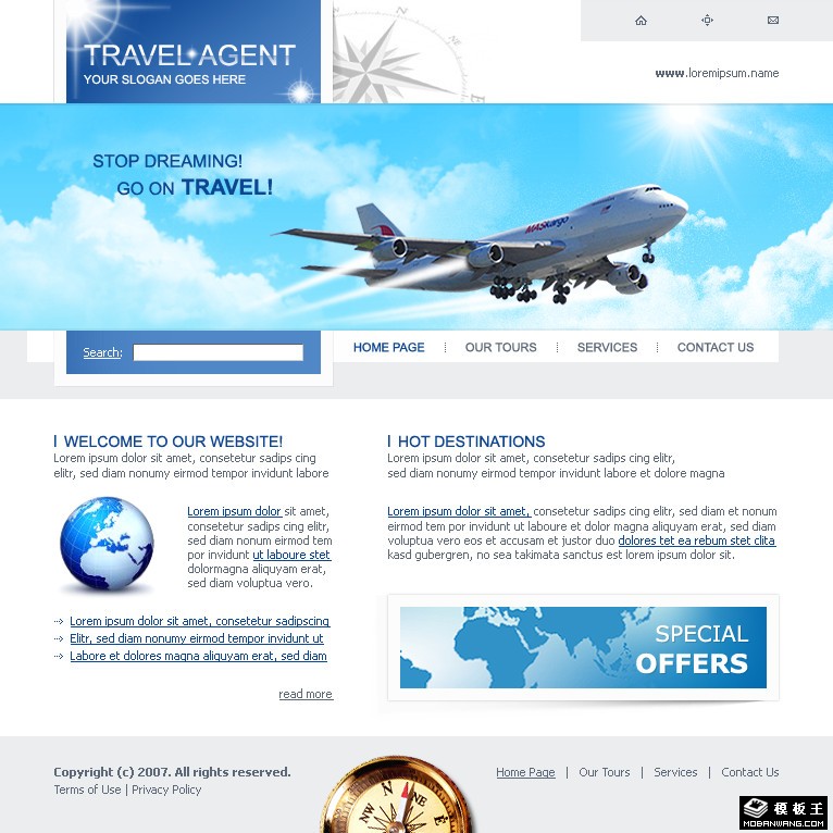 航空旅行公司网页模板-PC预览