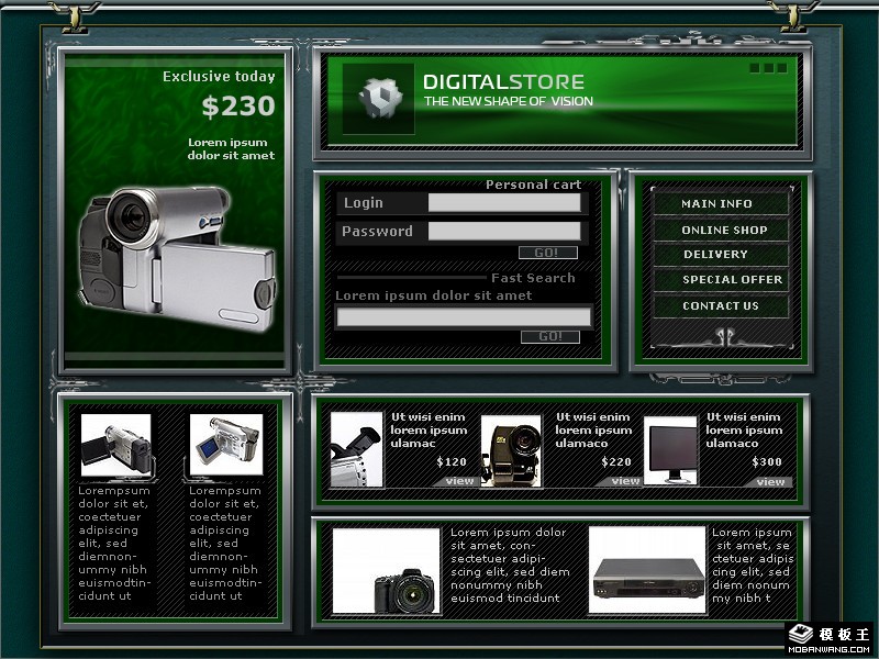 DV摄影器材网页模板-PC预览