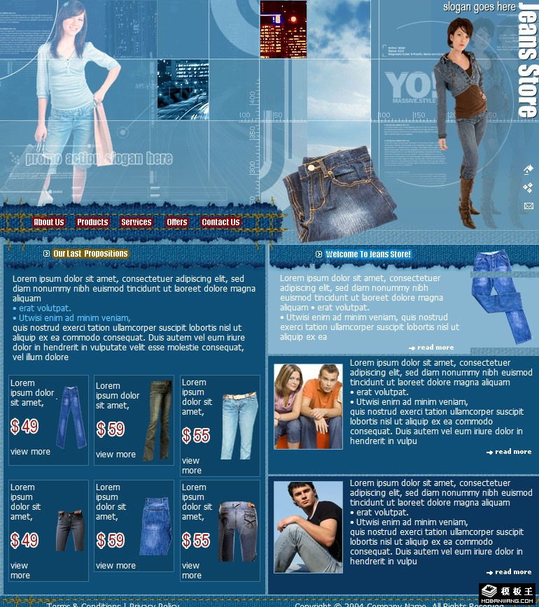 牛仔风格服装公司网页模板-PC预览