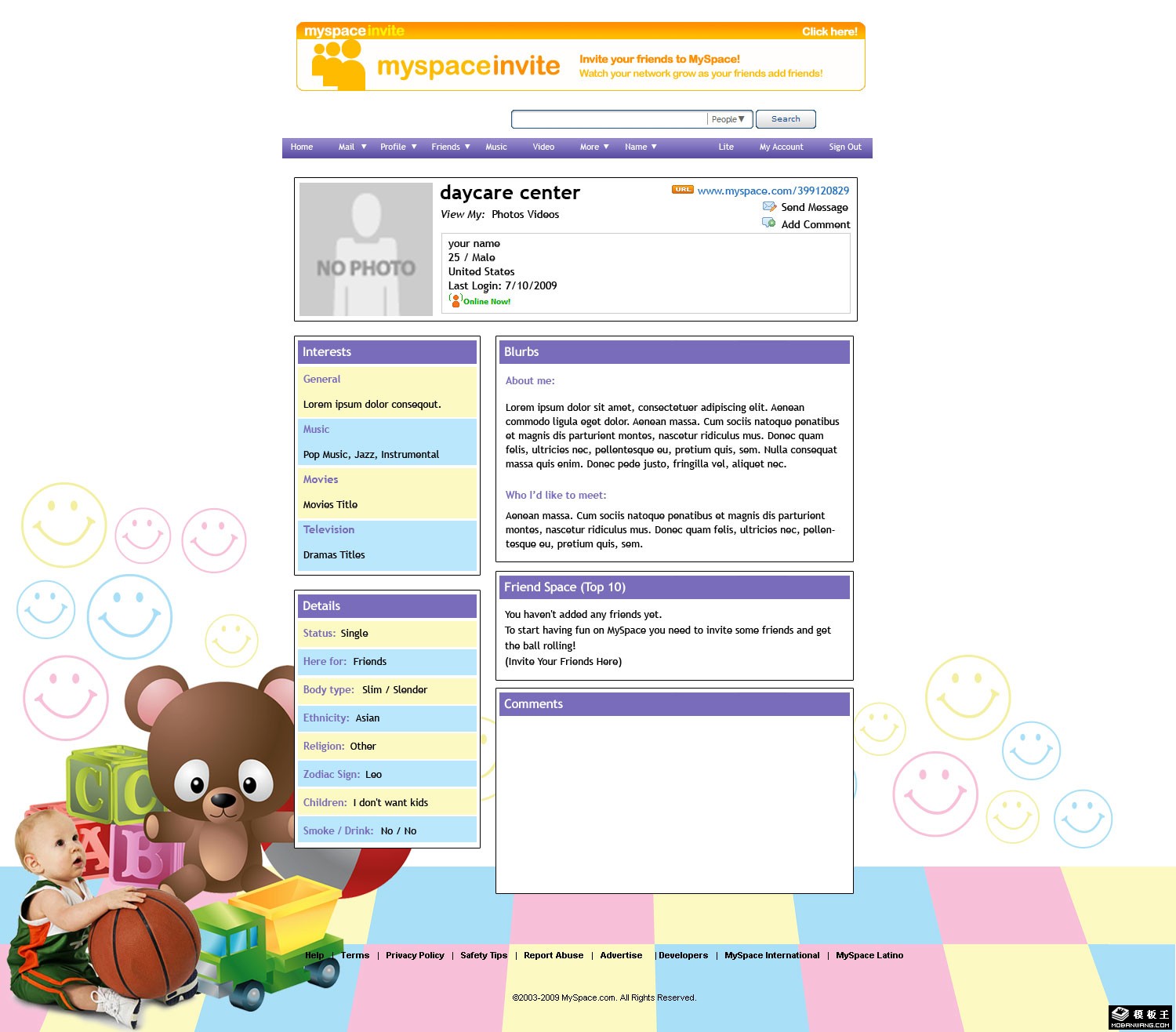 婴儿的微笑个人网页模板-PC预览