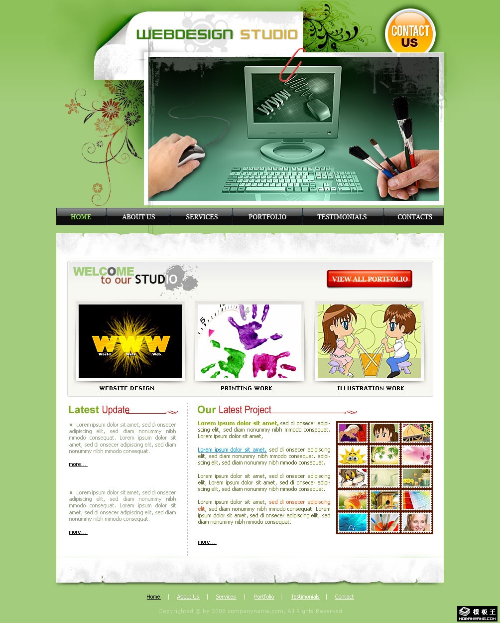 绿色WEB设计工作室网页模板-PC预览