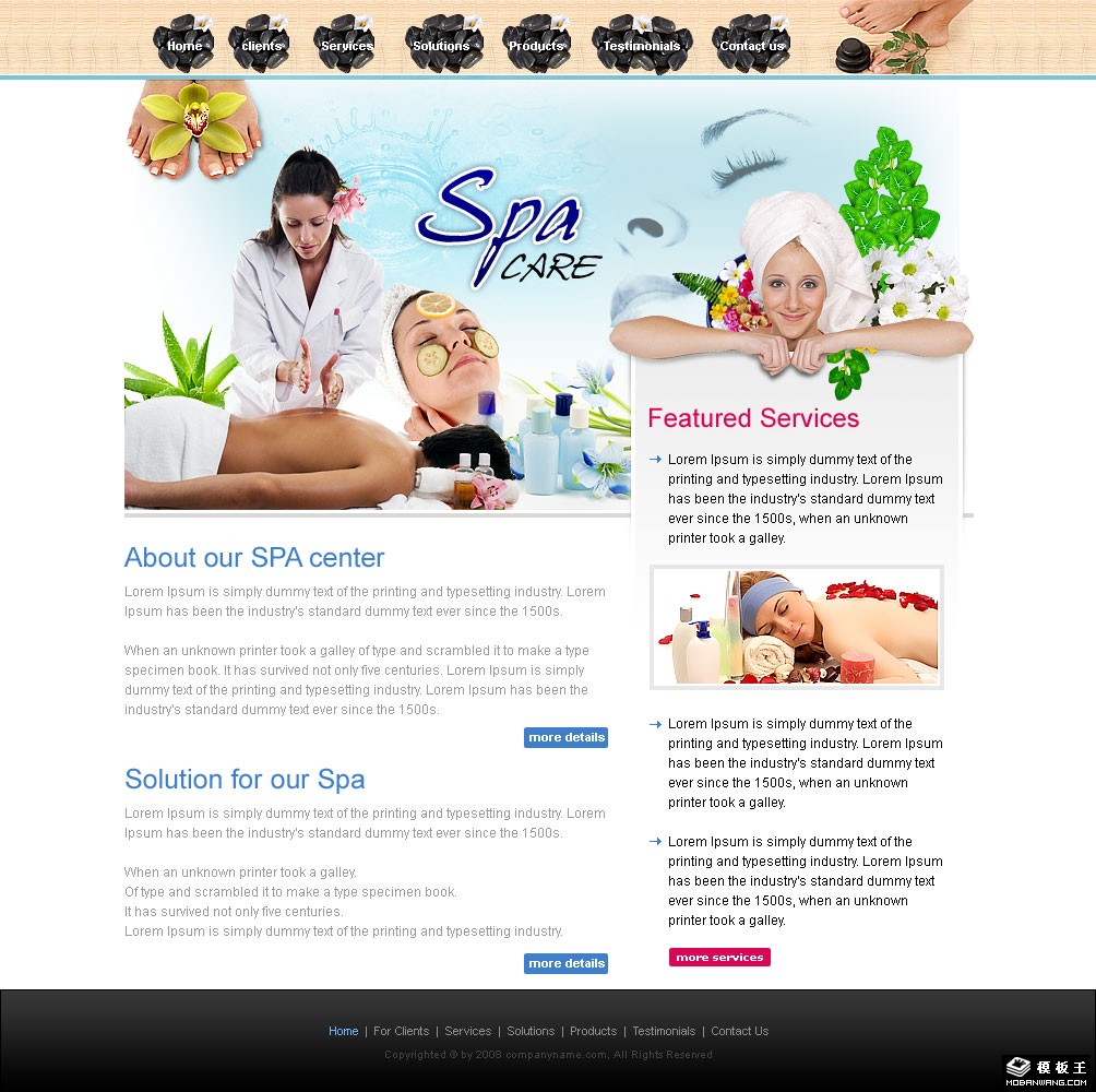 美容SPA护理网页模板-PC预览