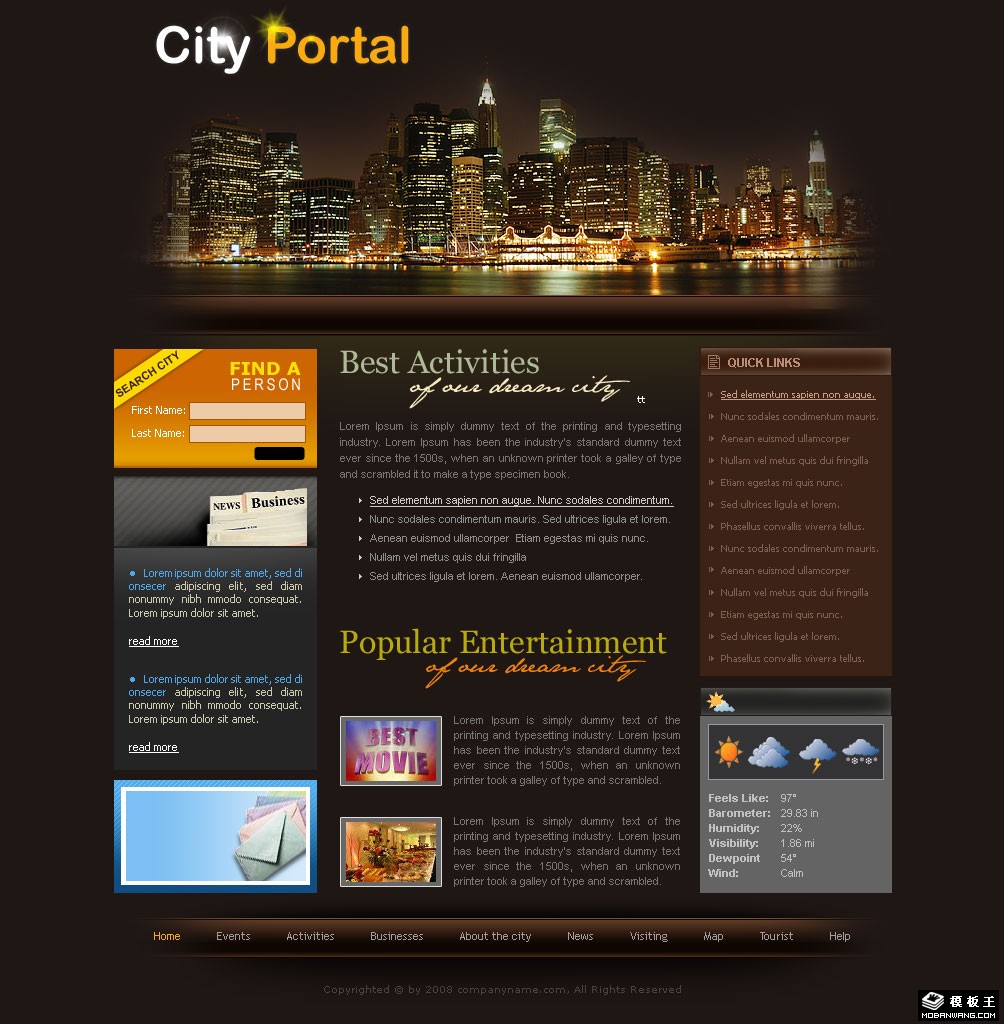 都市信息夜景网页模板-PC预览