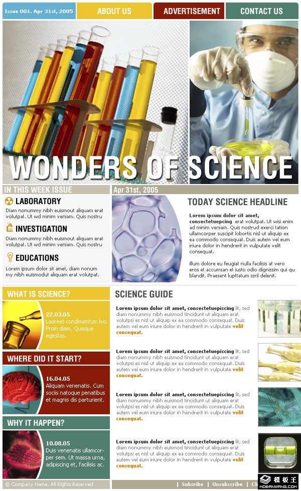 生物科学订阅邮件网页模板-PC预览