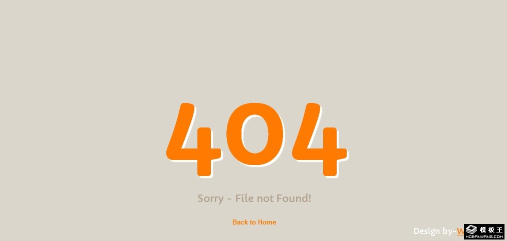 简洁橙色404错误网页模板-PC预览