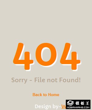 简洁橙色404错误网页模板-手机预览