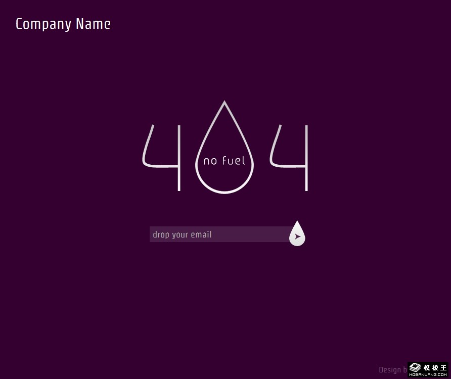 紫色水滴404Error网页模板-PC预览