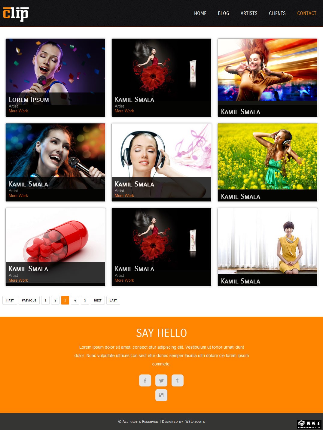 黑白音乐专辑列表网页模板-PC预览