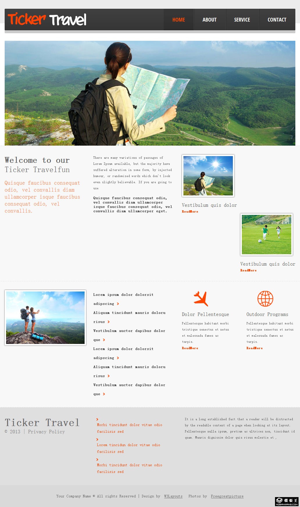 简洁旅行信息网页模板-PC预览